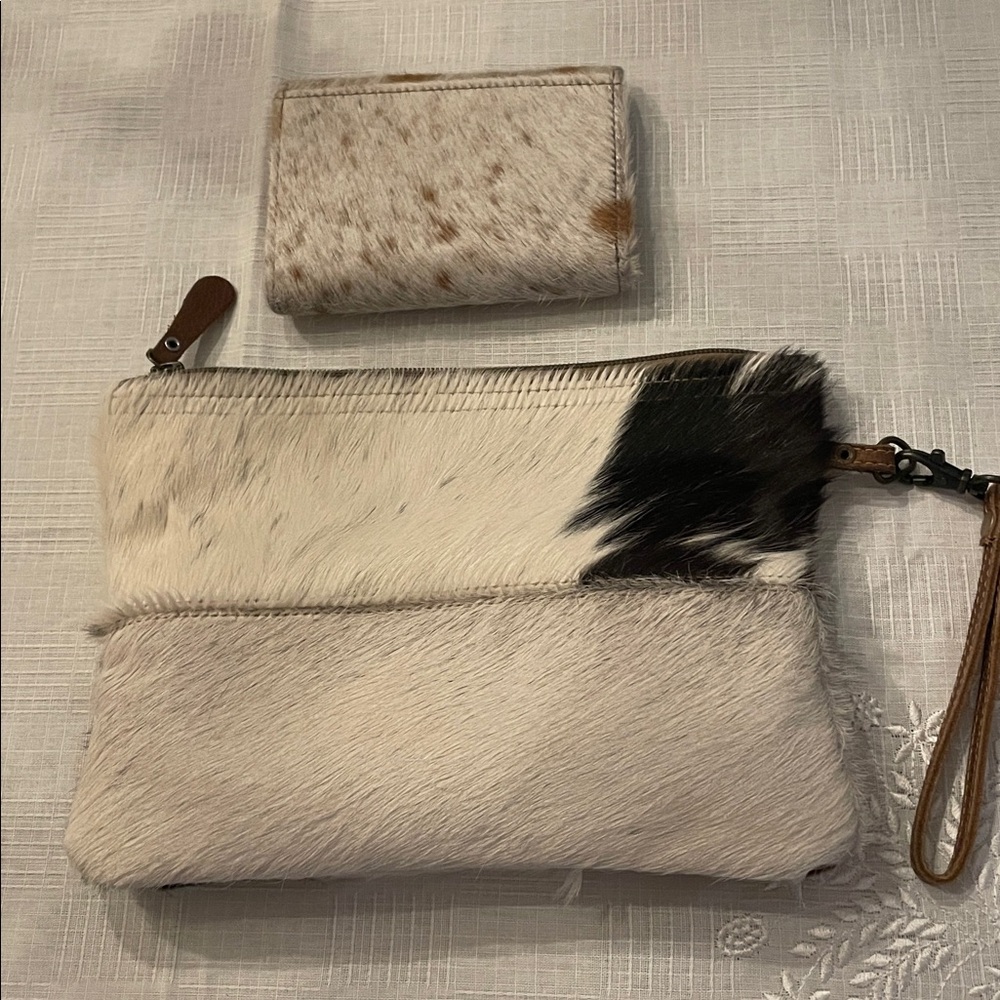 Patchwork Cowhide Myra Bag Wristlet And Wallet Set - image 2